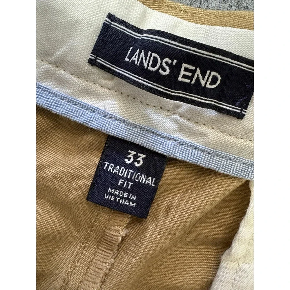 Lands' End Chino Shorts Mens 33 Beige Traditional Fit 9